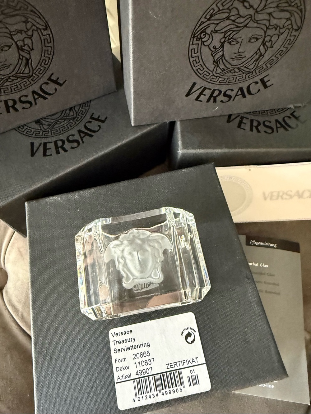 Rosenthal x Versace Medusa Crystal Napkin Rings Set of 4 NIB Authentic